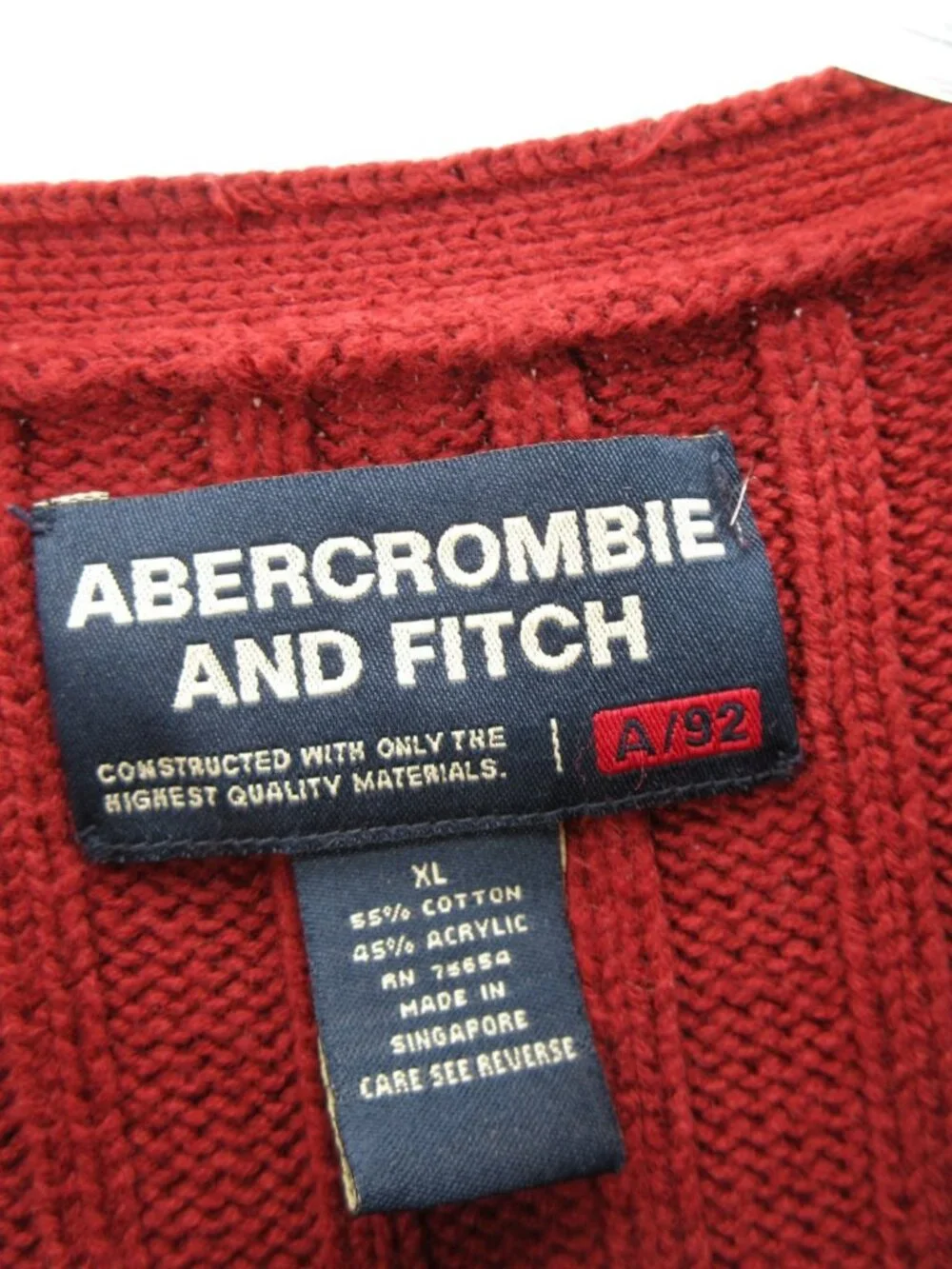 VINTAGE Abercrombie & Fitch Sweater XL Pullover Y2K Ribbed Slim Chunky *